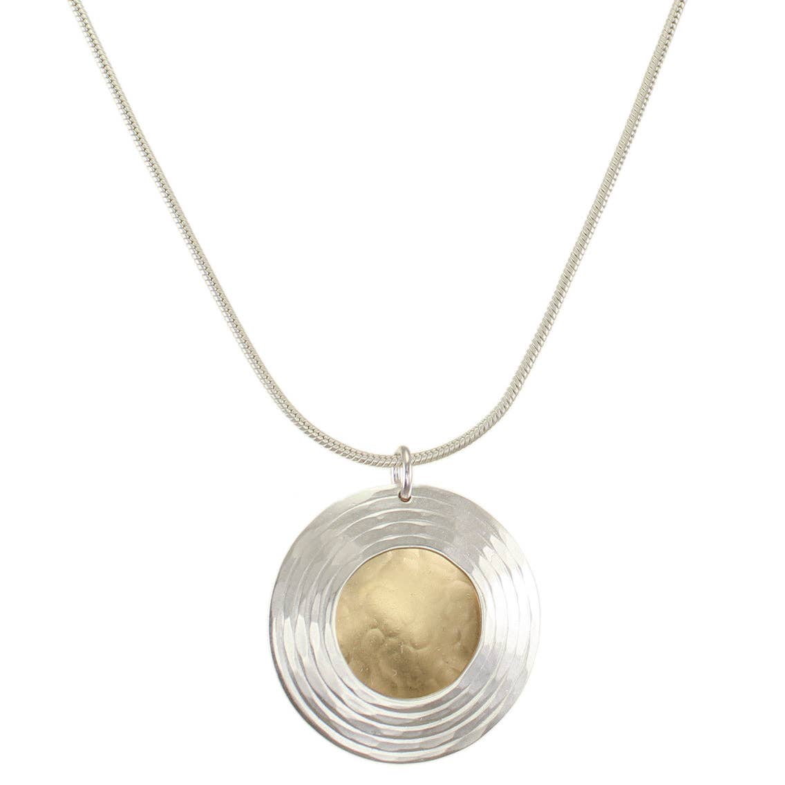 Small Textured Ring and Disc Necklace by Marjorie Baer, handcrafted jewelry made in California