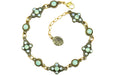 Antiqued Gold bracelet with green opal gemstones 