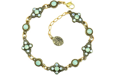 Antiqued Gold bracelet with green opal gemstones 