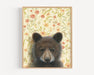 Original signed and framed art print featuring a bear cub portrait over a soft yellow floral background.