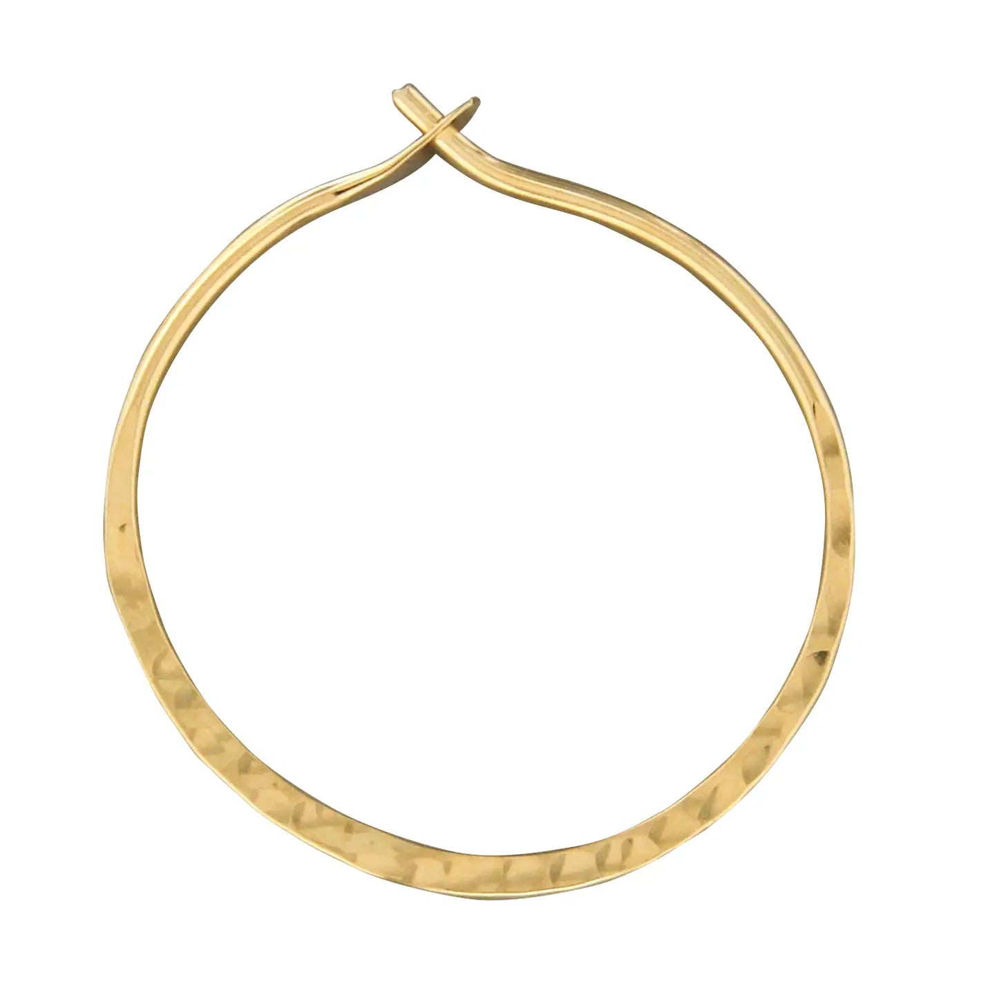 18 Gauge Hammered Round Hoop Earring | Gold