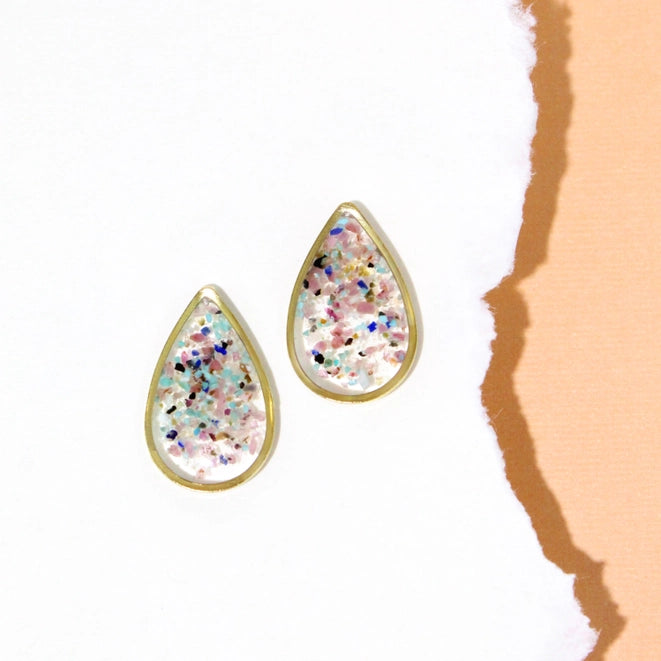 gemstone confetti teardrop earring
