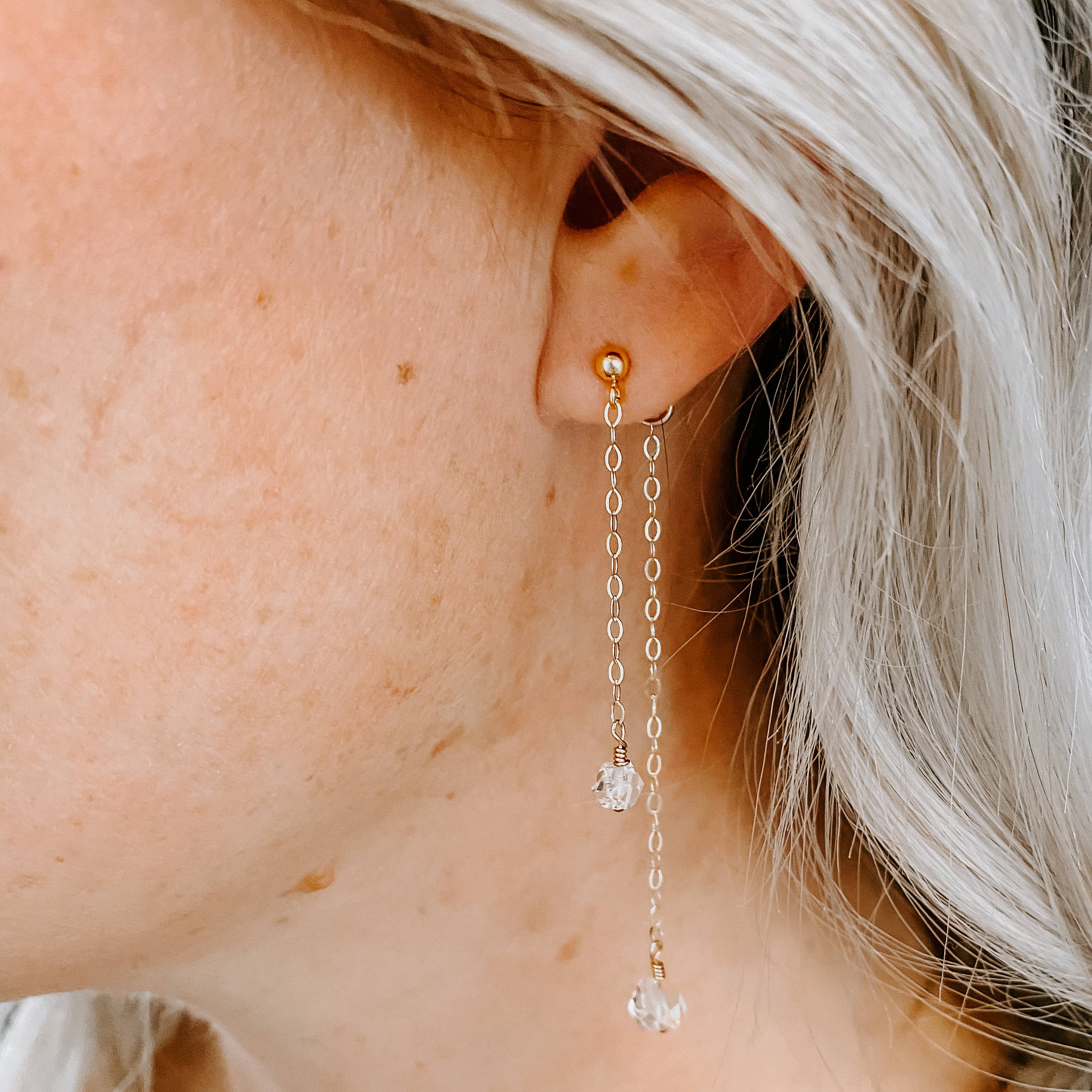 chain earrings with diamonds