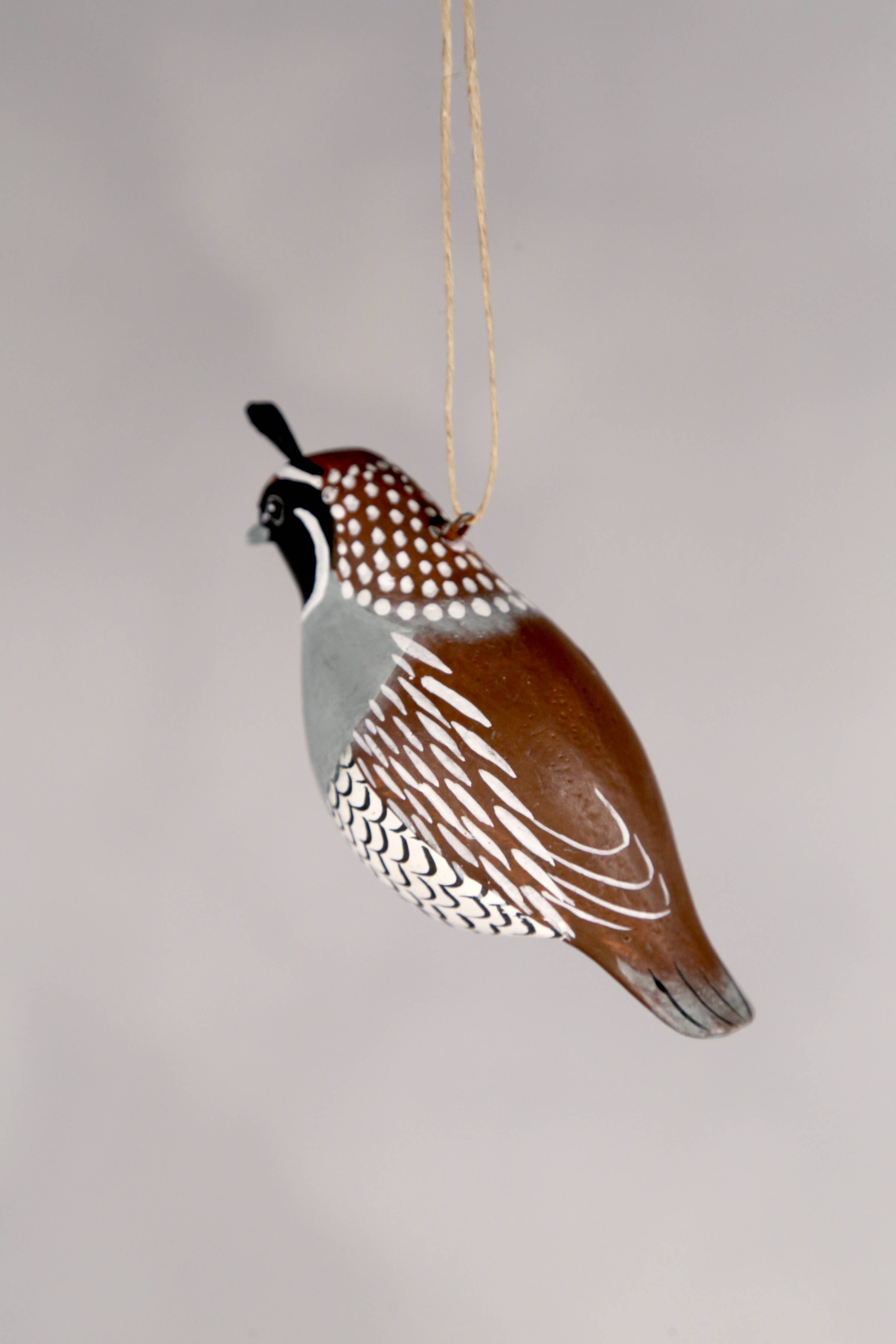 Hanging Quail Wooden Ornament