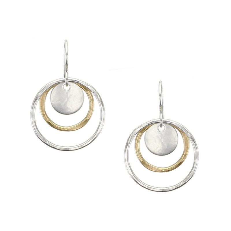 Disc with Rings Earrings by Marjorie Baer, handcrafted jewelry made in California