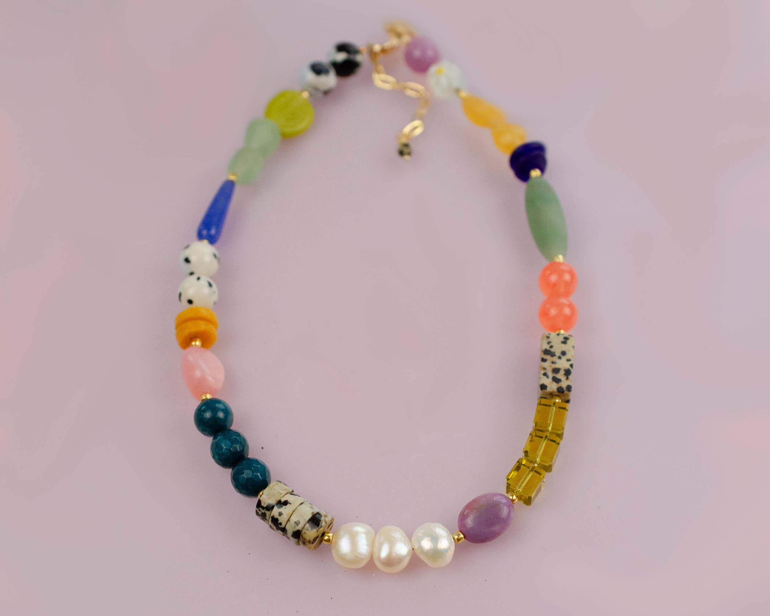Multi Colored Colored Pearl Beaded Necklace
