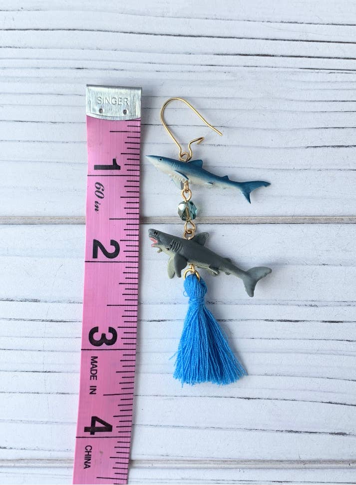 shark tassel earrings