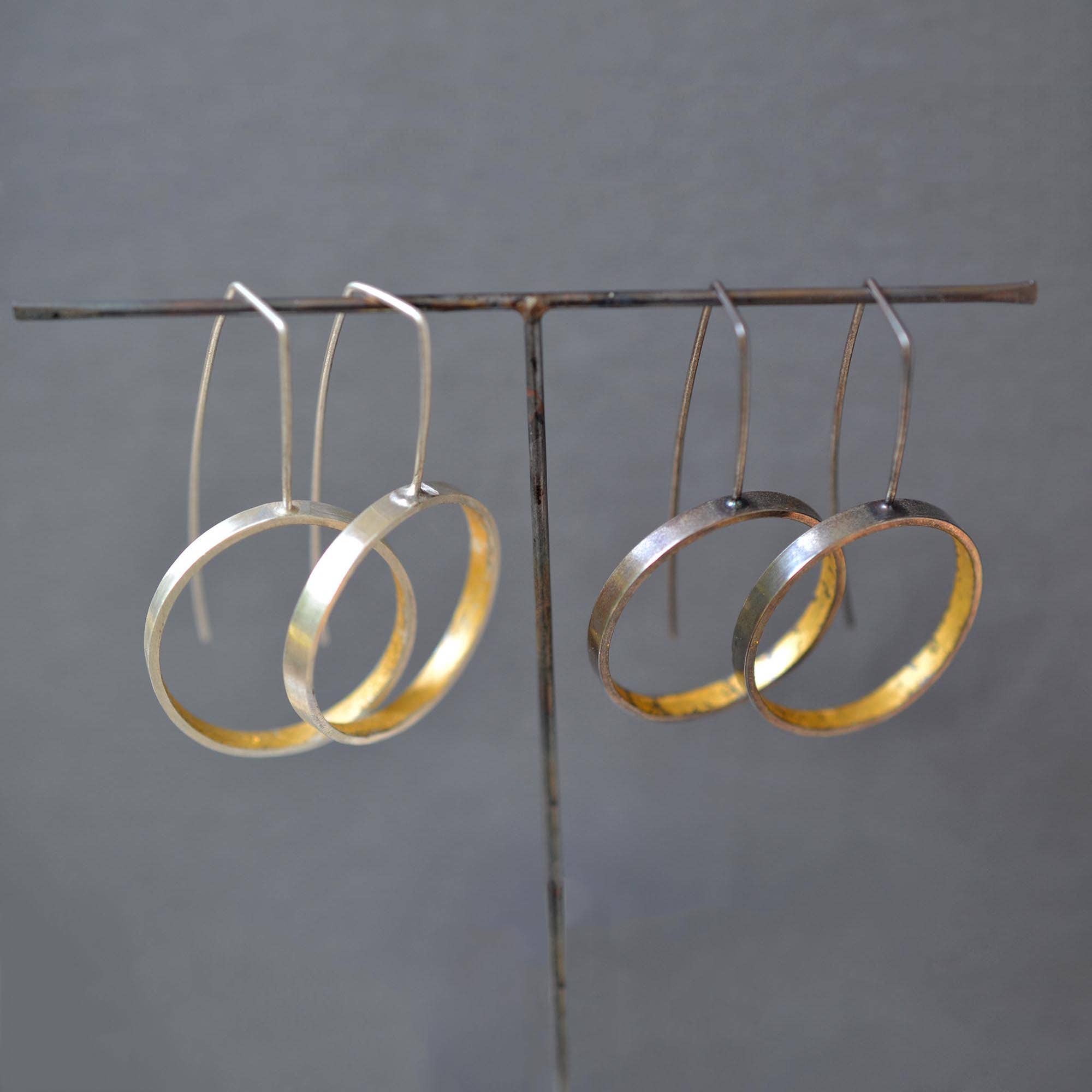 Modern Gold & Silver Circle Hoop Earrings - The secret to your stylish success, these hoops blend contemporary design with a cheeky pop of yellow gold for the ultimate ‘ear’ candy!