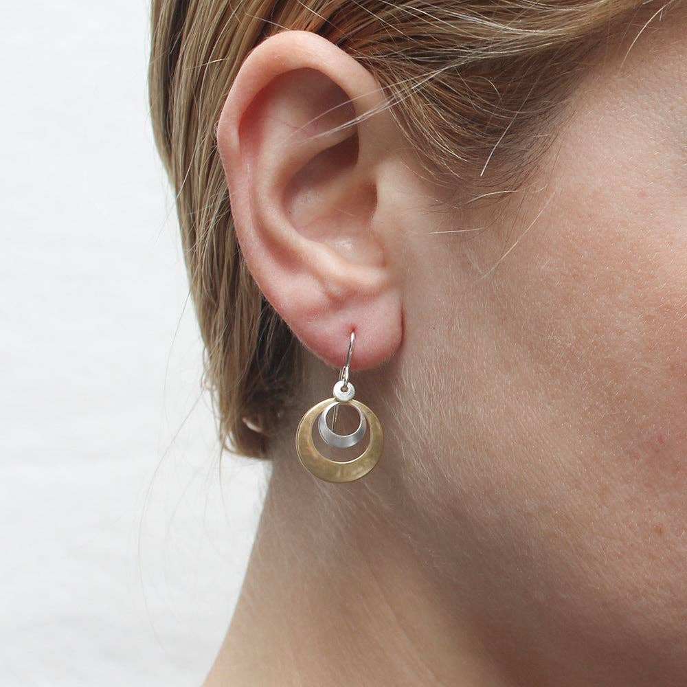 Layered Cutout Discs Wire Earrings by Marjorie Baer, handcrafted jewelry made in California
