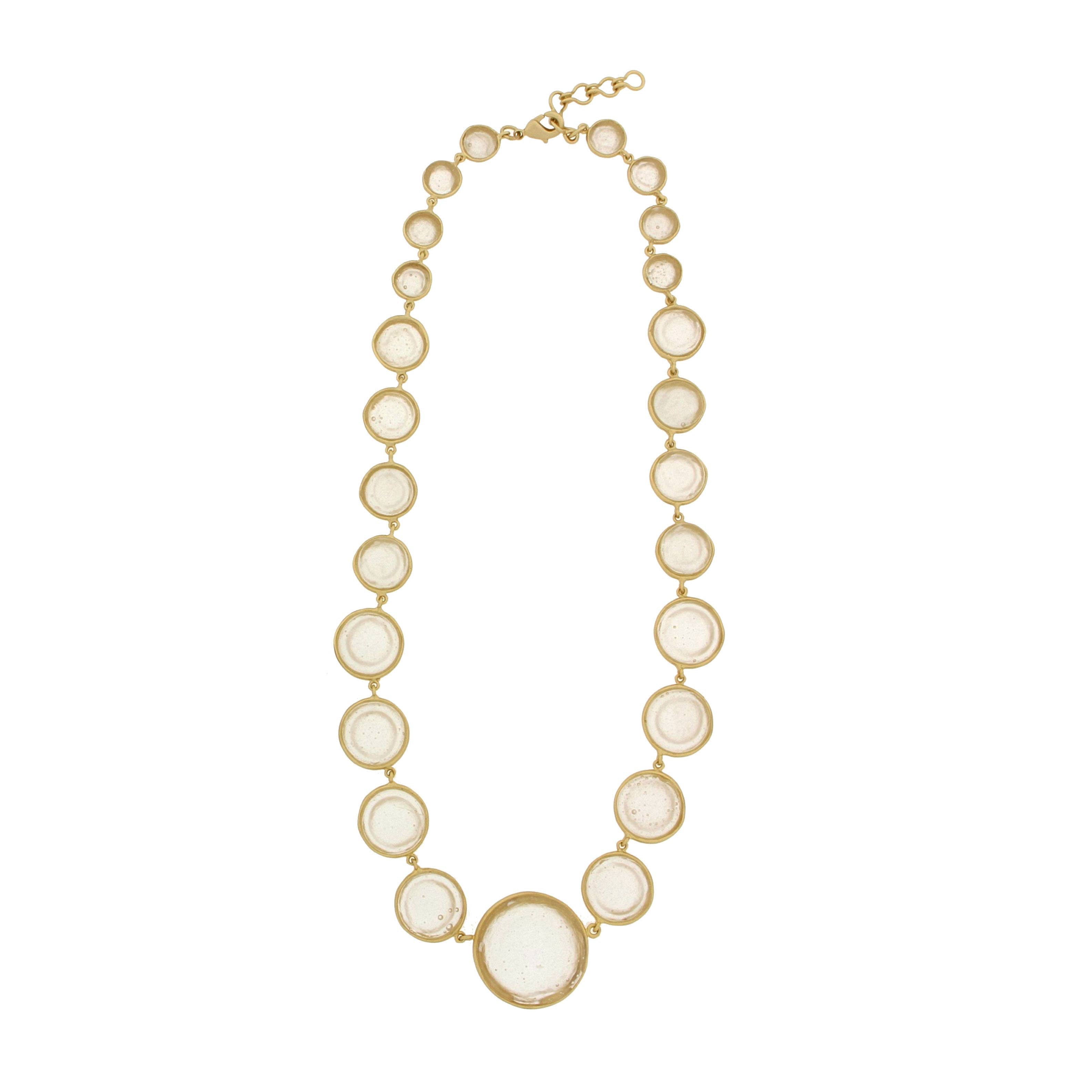 clear Bubble glass gold filled necklace