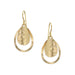 Close-up of Curved Teardrop and Teardrop Rings Wire Earrings, made from brass and silver, featuring a unique hammered texture.