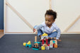 Boy playing Wooden Animal Town Building Blocks