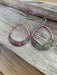 Rounded Teardrop Fire Painted Copper Earrings - Unique one-of-a-kind design, showcasing vibrant colors and airy style, perfect for any outfit.