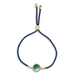 Navy blue and gold Slide Bracelet - Rise With The Tide by Foterra Jewelry with a colorful bead accent.