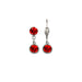 Pair of silver drop earrings with red gemstones