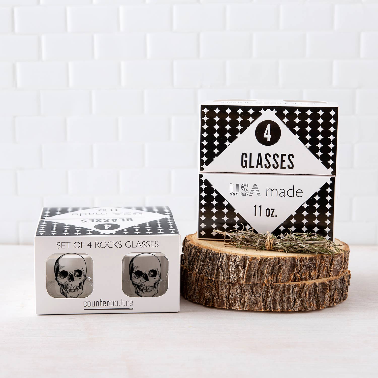 Skull rocks glasses set of four