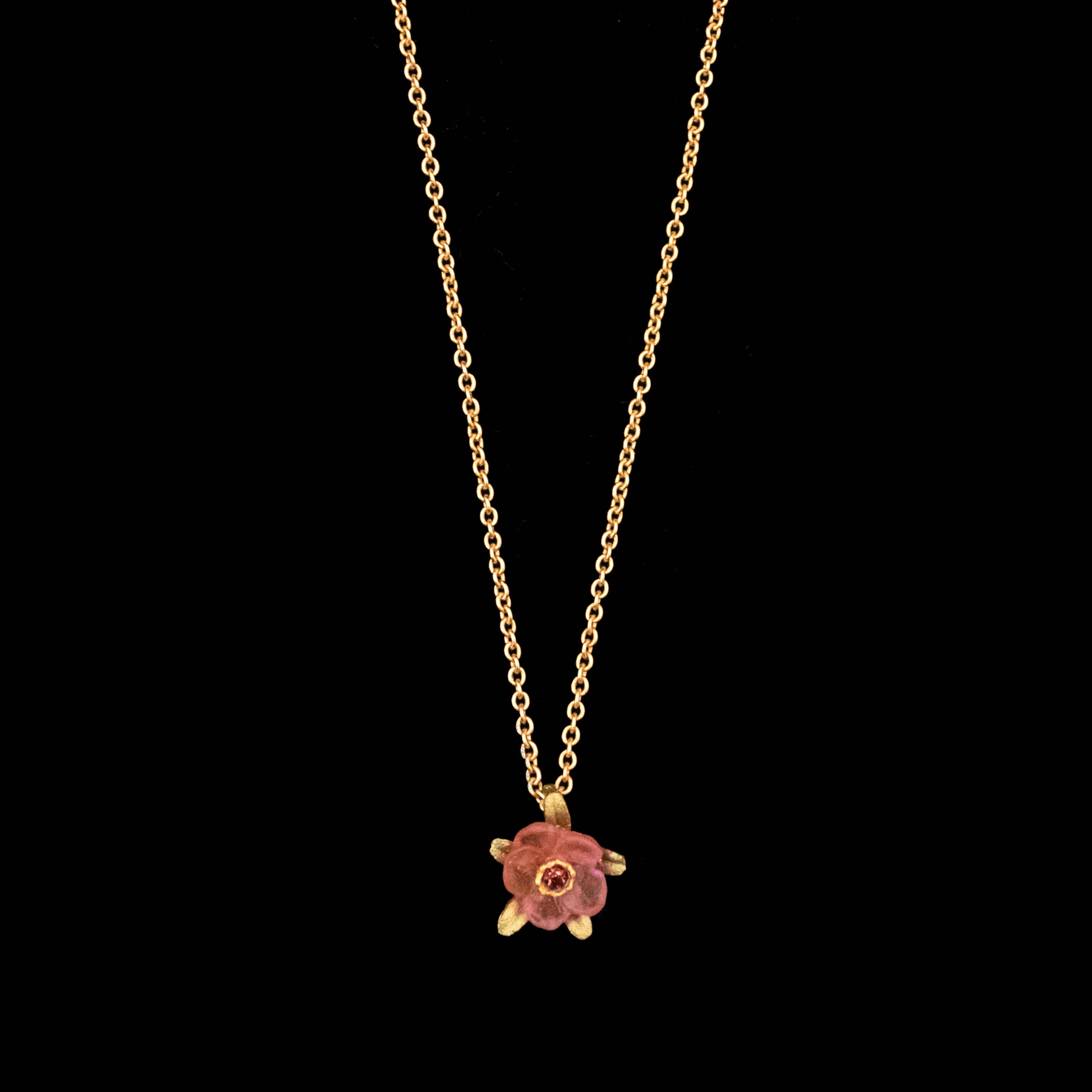 Elegant Michael Michaud French Bouquet 16" Adjustable Pendant in Pink, featuring a delicate cast bronze flower design with hand patina finish and cast glass accents.