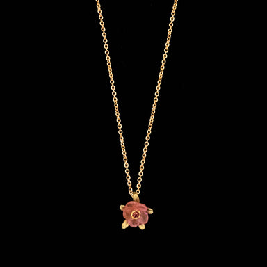 Elegant Michael Michaud French Bouquet 16" Adjustable Pendant in Pink, featuring a delicate cast bronze flower design with hand patina finish and cast glass accents.