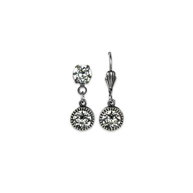 Pair of silver drop earrings with clear gemstones