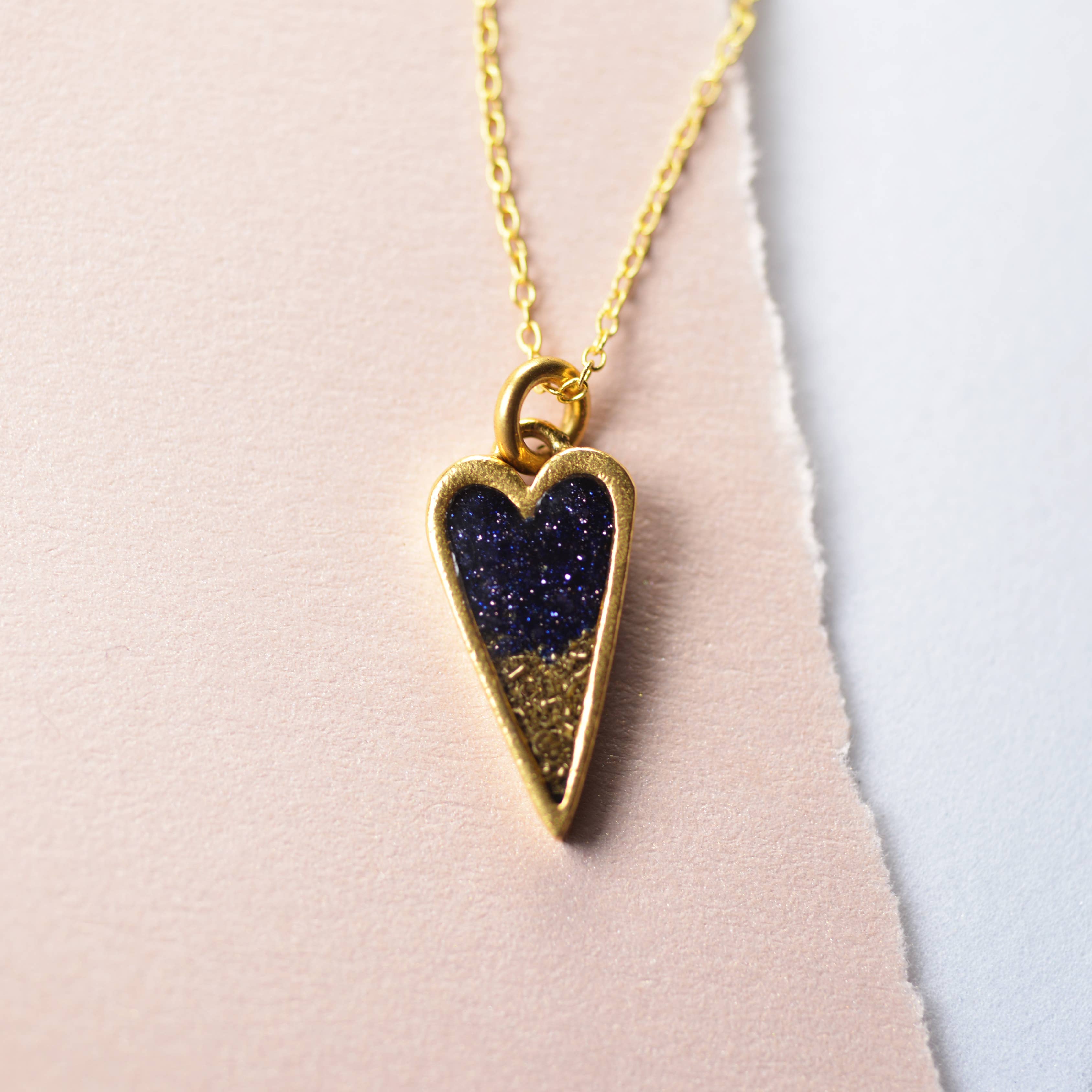 Gradient Gemstone Heart Necklace