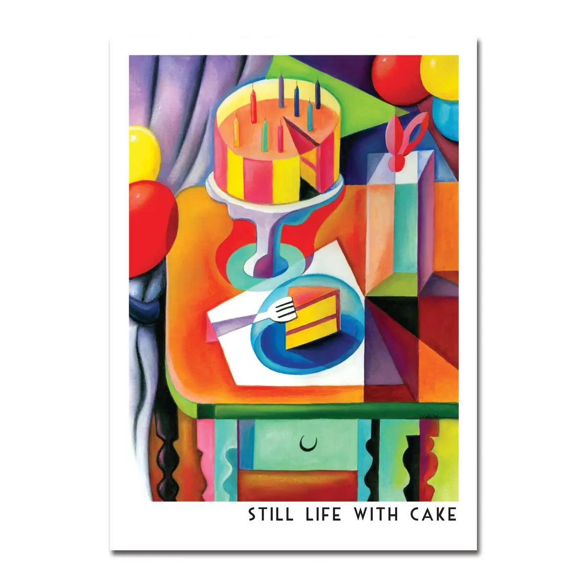 Still life with cake blank greeting card