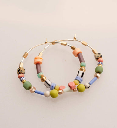 acrylic beaded hoop earrings multicolored