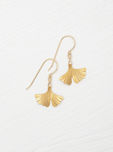 Dainty Petite Ginkgo Earrings by Holly Yashi sparkling in the sunlight like they're auditioning for a role in a fashion show.