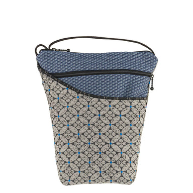 City Girl sling bag by Maruca featuring a classic design with a blue patterned top and grey patterned body, ideal for everyday use.