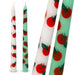 Taper Dinner Candles by Talking Tables USA, featuring a charming design with red tomatoes on a mint green background, perfect for enhancing dinner tables and mantlescapes.