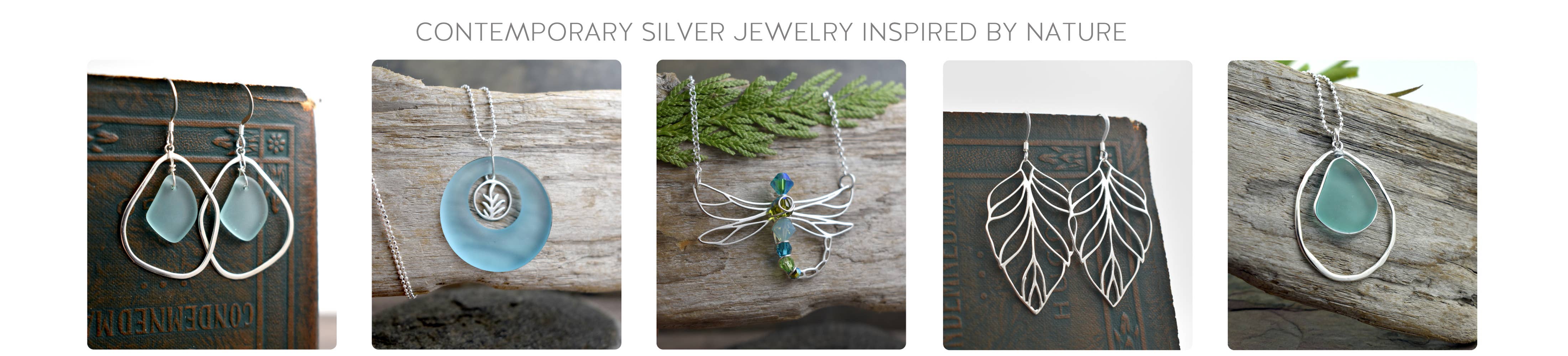 Eco glass triple charm Necklace -  sea glass jewelry