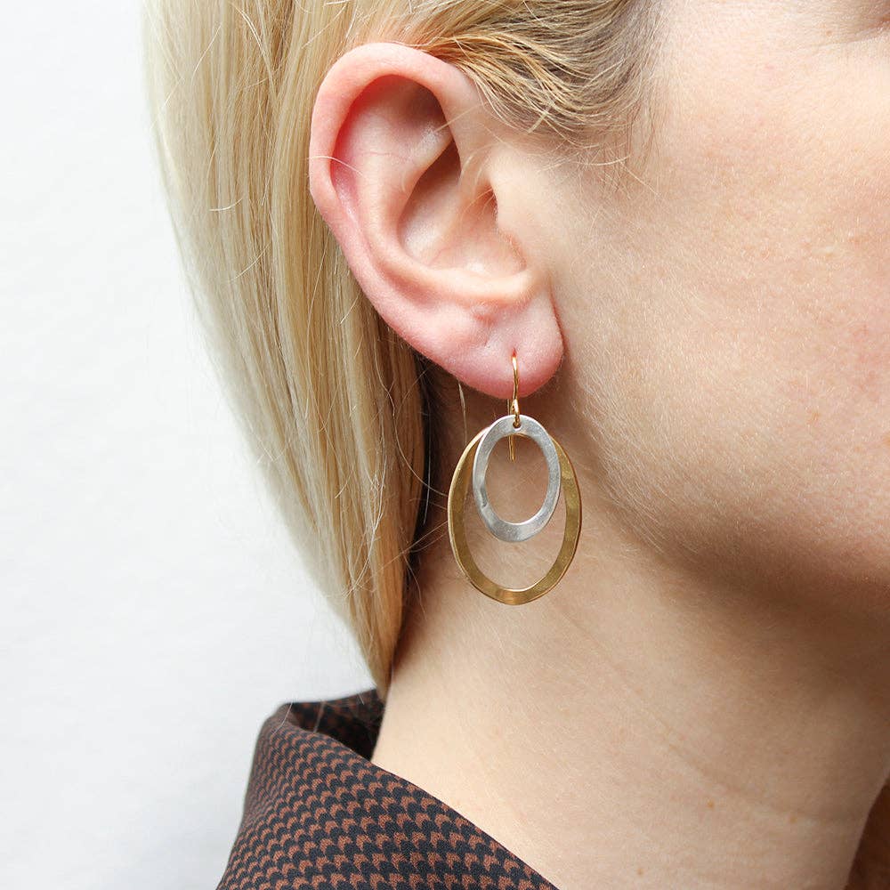 Hammered Oval Rings Wire Earrings