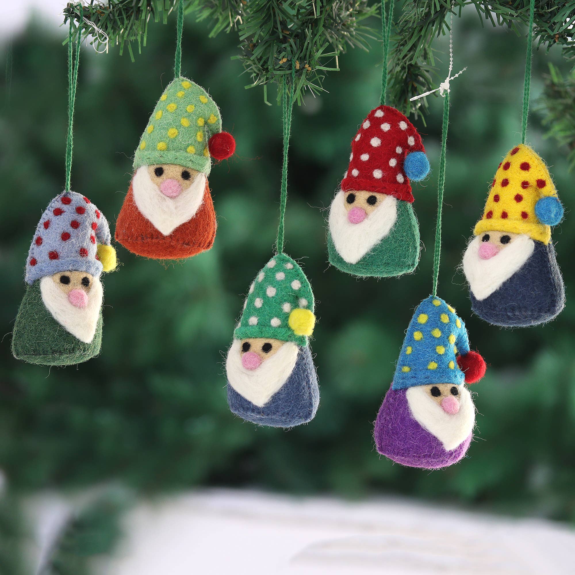 Novica Handmade Nordic Gnomes Felted Ornaments