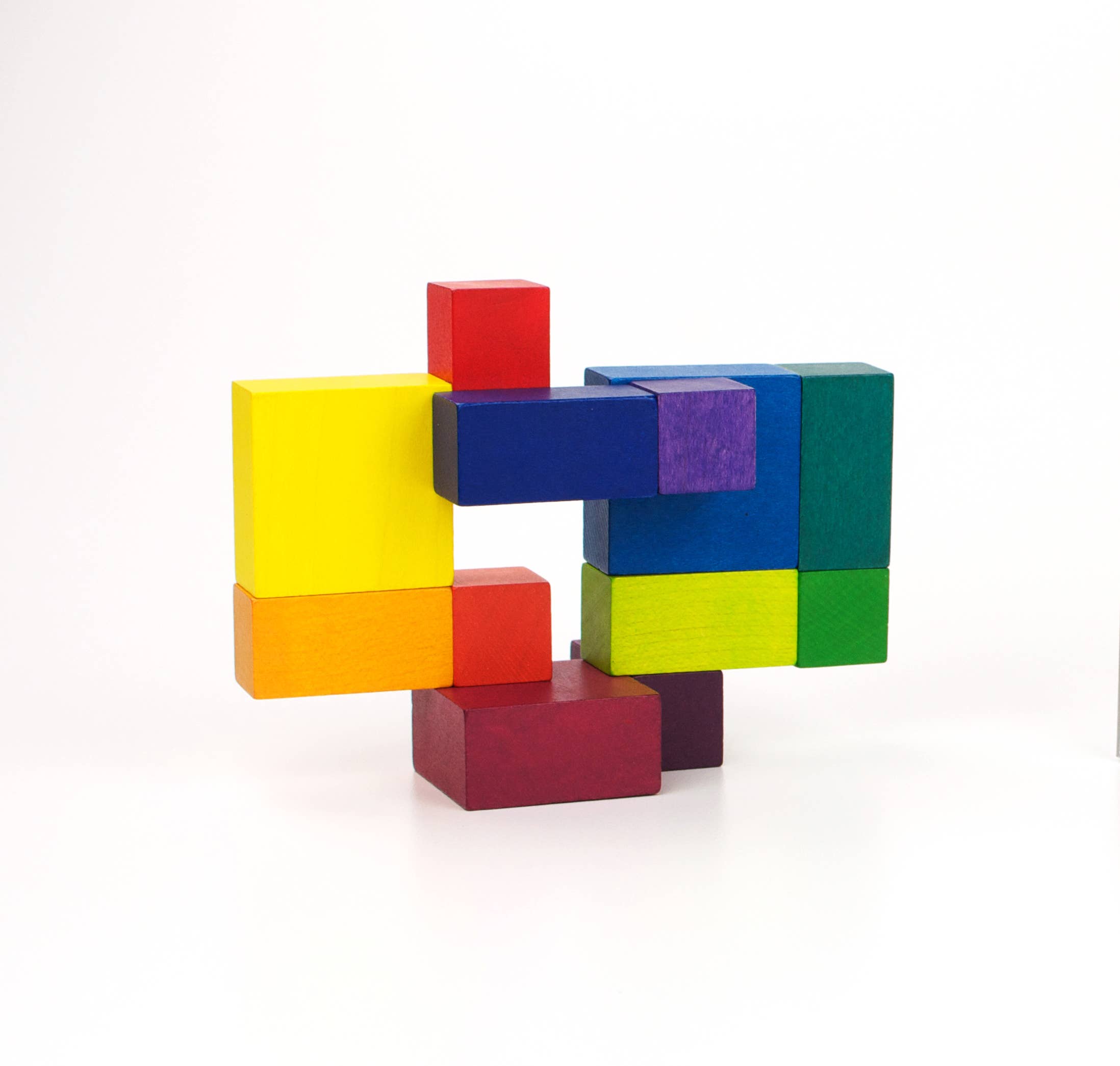 Colorful geometric wooden cube 