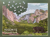 Incomplete yosemite national park puzzle with waterfall and bear