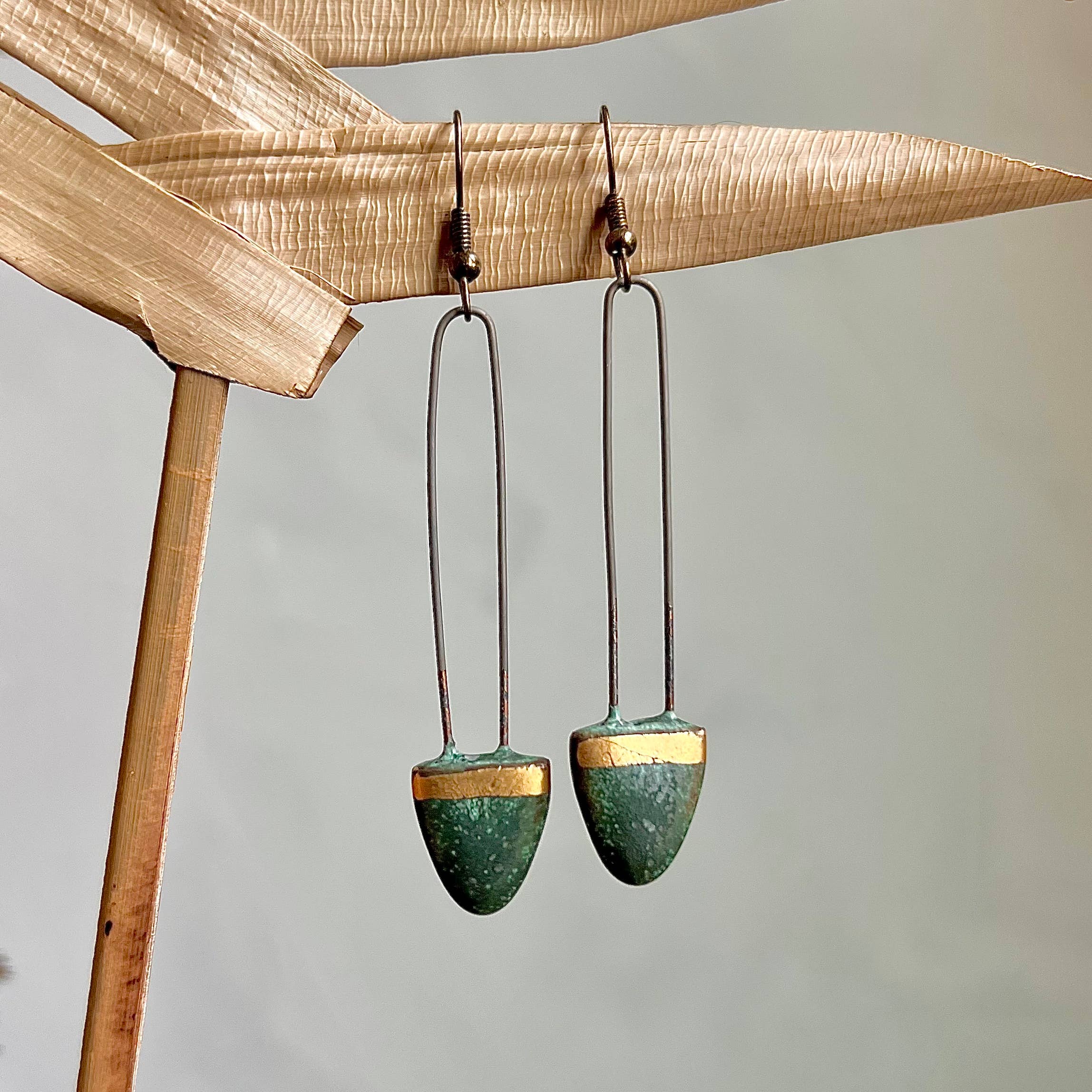 Patina Green Drip Drop Clay Earring