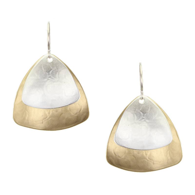 Large Layered Triangles Wire Earrings by Marjorie Baer, handcrafted jewelry made in California