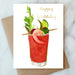 Happy Birthday card featuring a hand-painted watercolor cocktail with shrimp and garnishes by Abigail Jayne Design from the Abigail Jayne Card Collection.