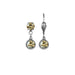 Pair of silver drop earrings with yellow gemstones