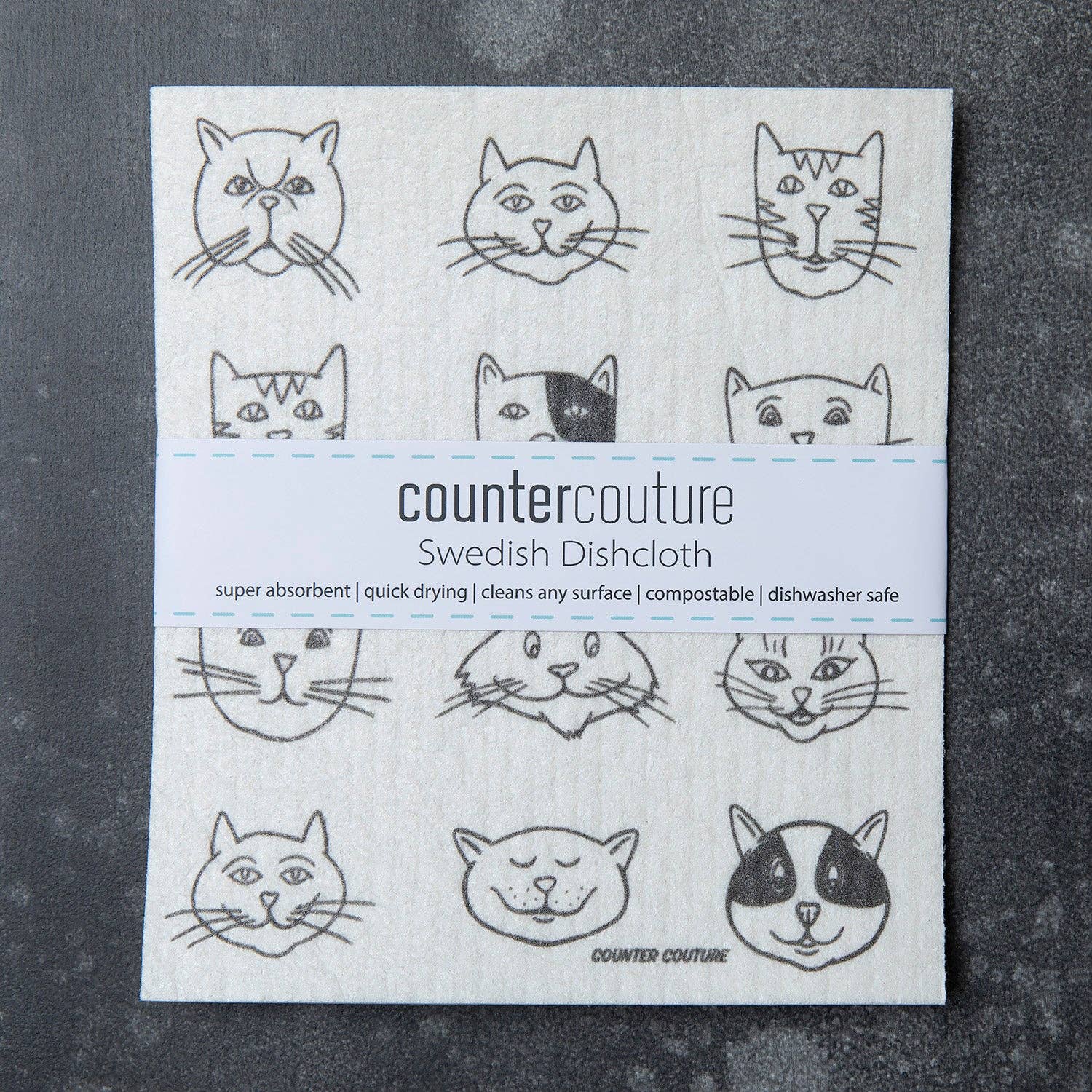 Swedish Dishcloth, Cat Faces — Eco-Friendly Cat Kitchen