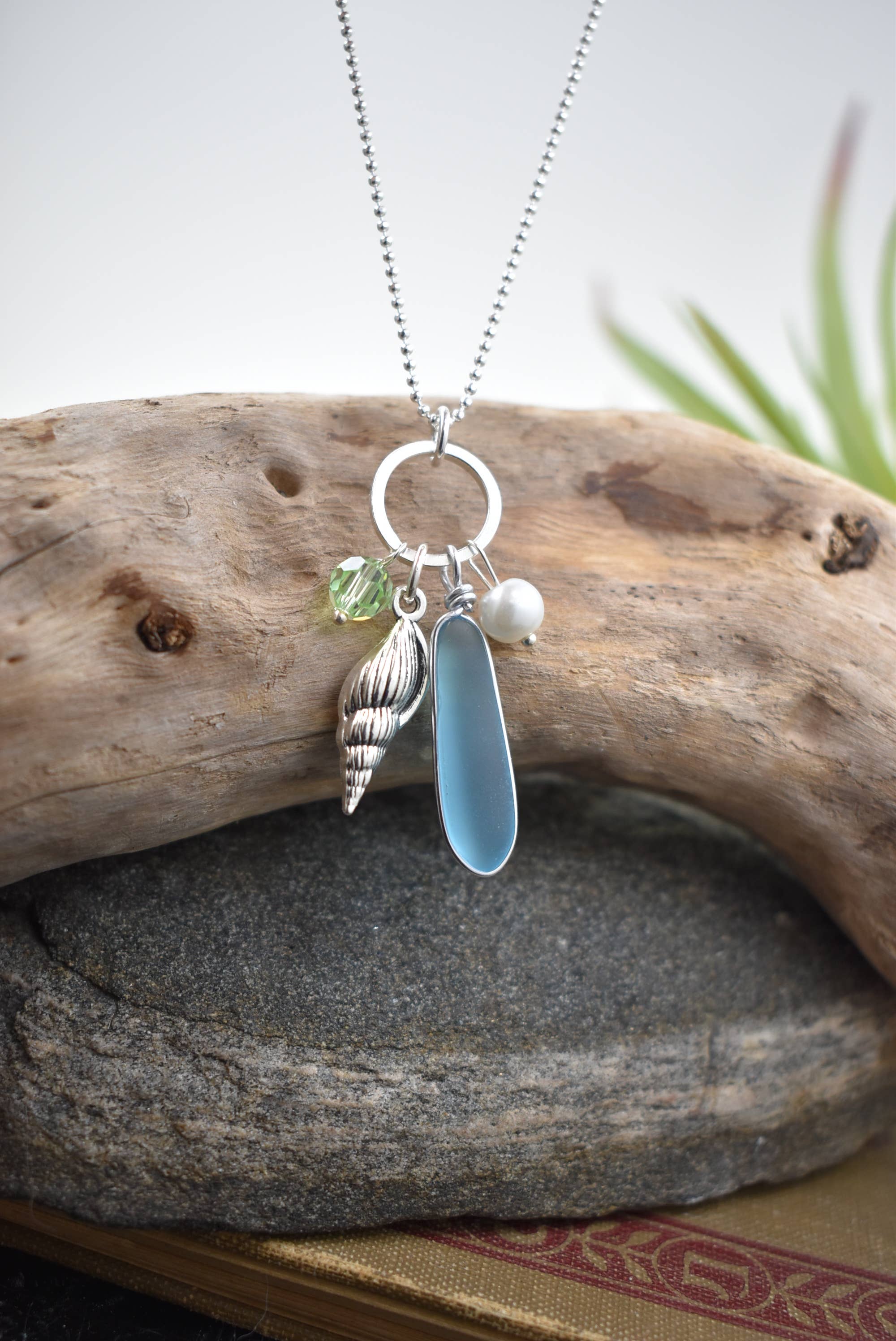 Ocean treasures charm pendant -  sea glass jewelry