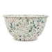 Green and pink splashed Catalina Large Salad Bowl by Crow Canyon Home. Made from high-quality enamelware, this bowl combines functionality with a chic design for serving salads or sides.