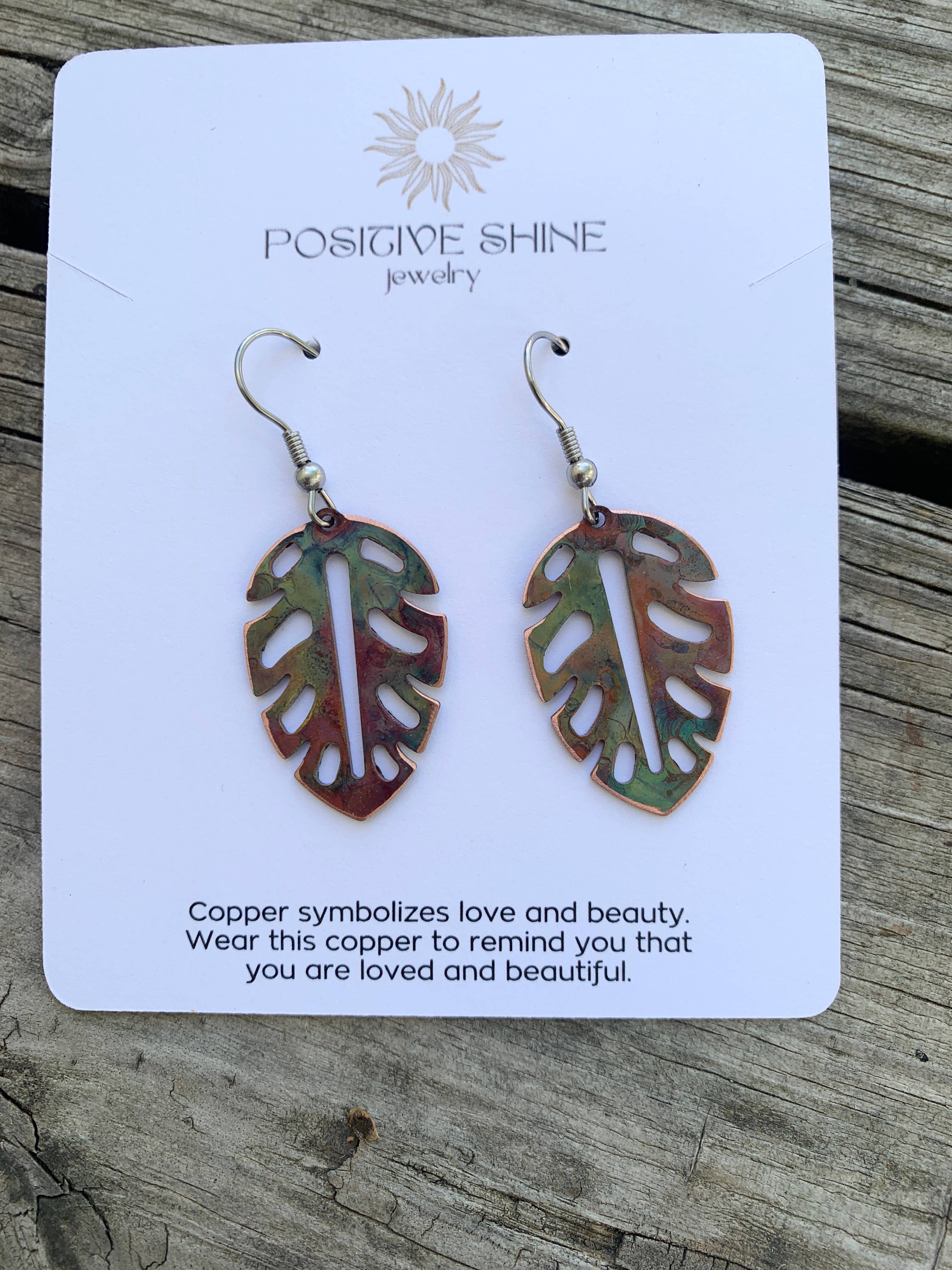 Swiss Leaf Copper Earrings