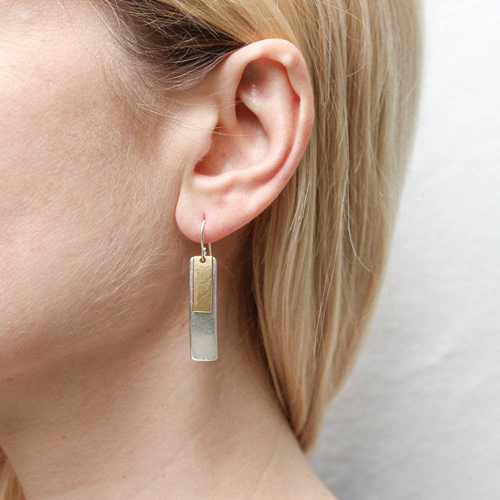 Medium Layered Rectangles Wire Earrings by Marjorie Baer, handcrafted jewelry made in California