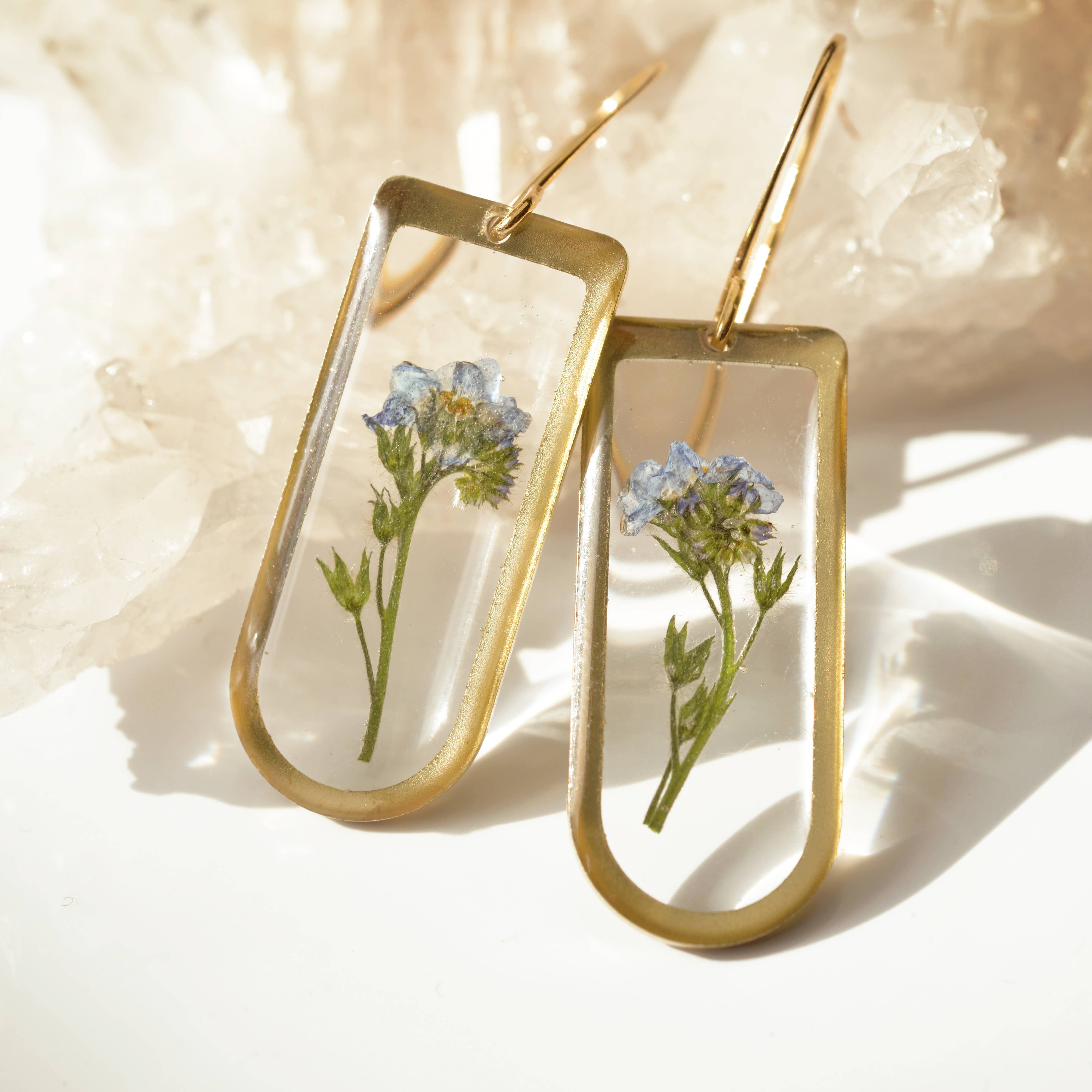Flower Rounded Rectangle Earrings