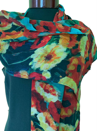 Plenty of Poppies silk scarf by Nina J, limited-edition wearable art inspired by nature