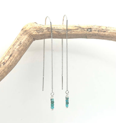 Turquoise Silver Threaders by Suzanna Garrett Designs — a clean silver-toned threader with a little turquoise at the end—simple, colorful, done
