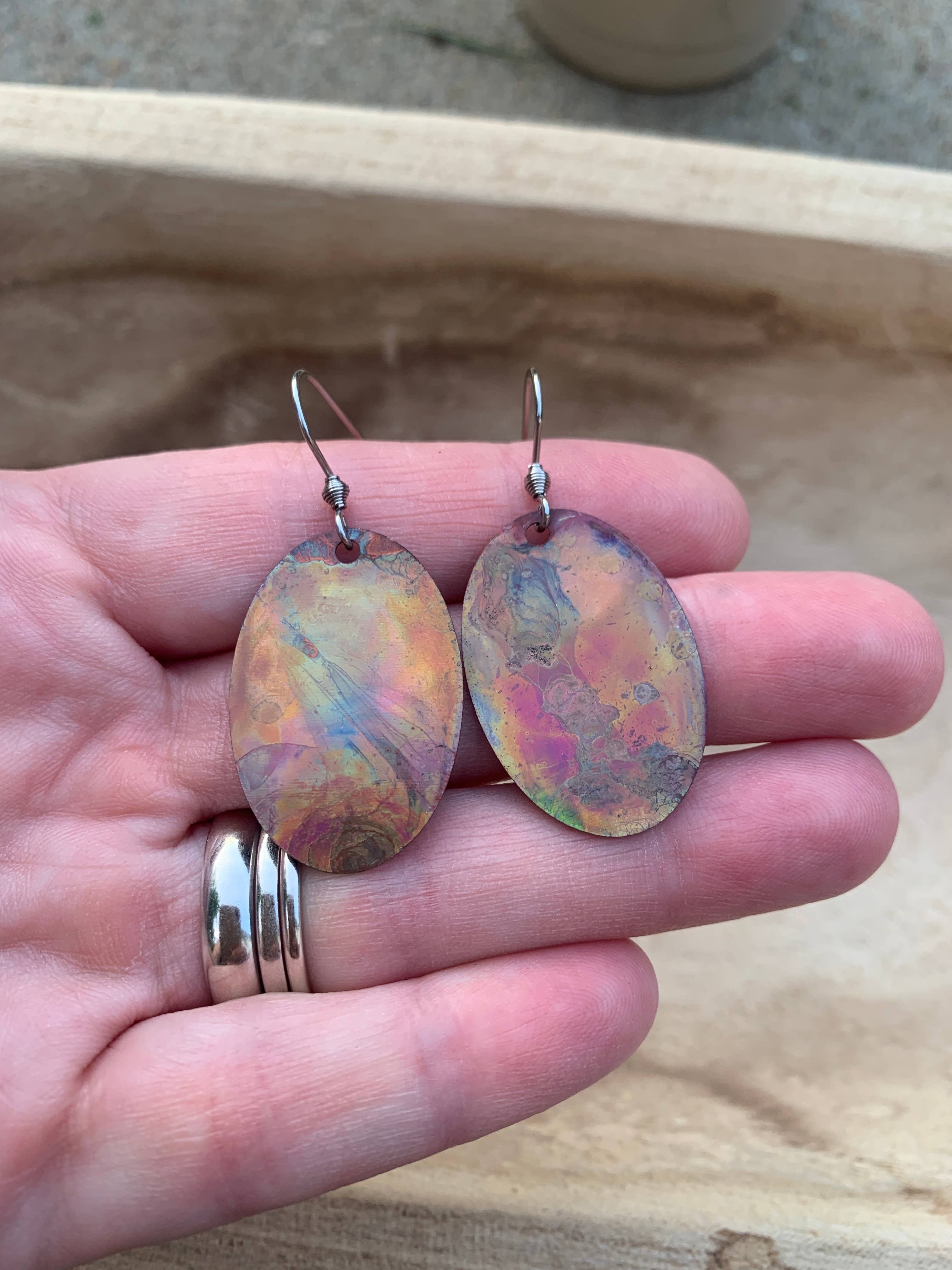 Oval Copper Earrings