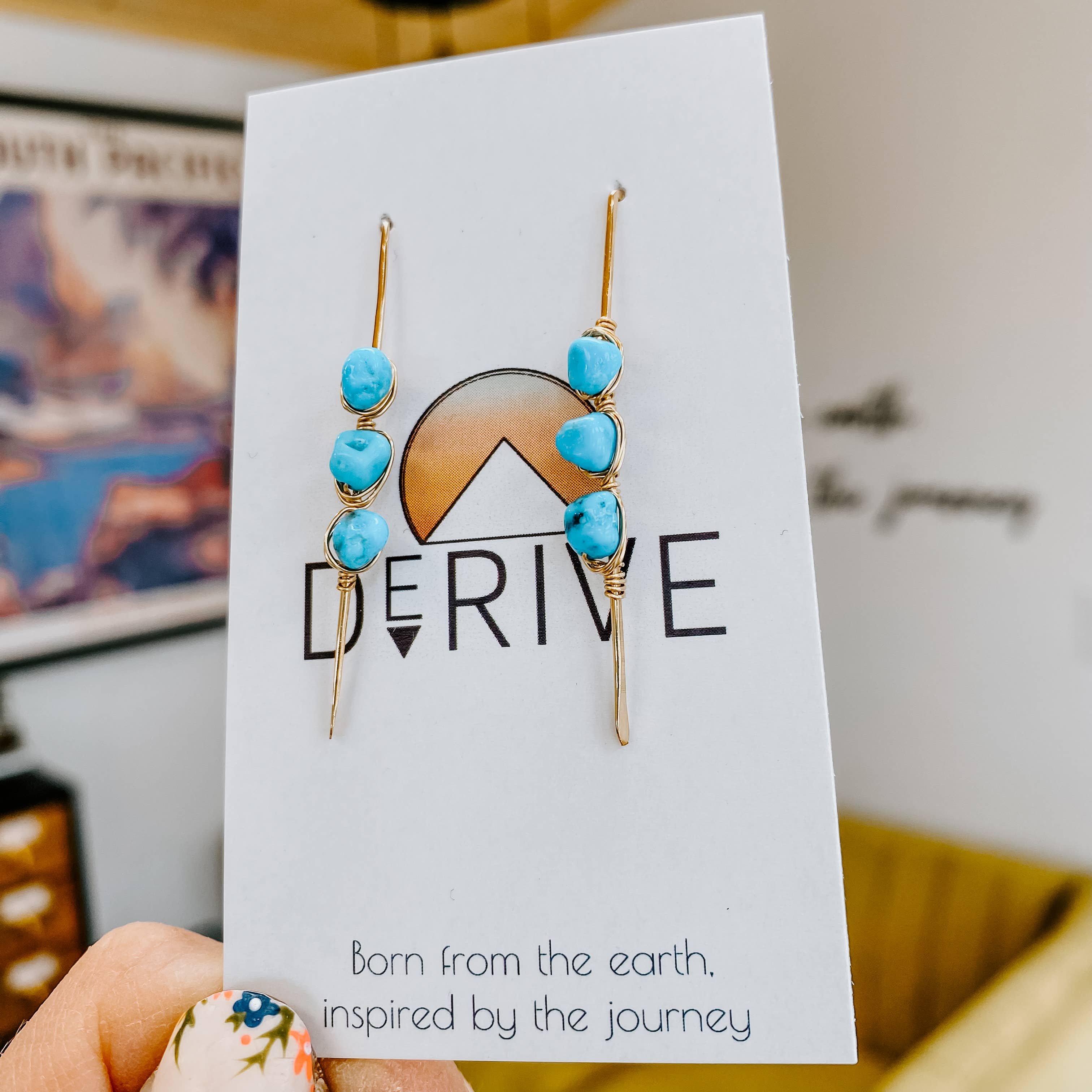 DeRive Threader Earrings with Turquoise