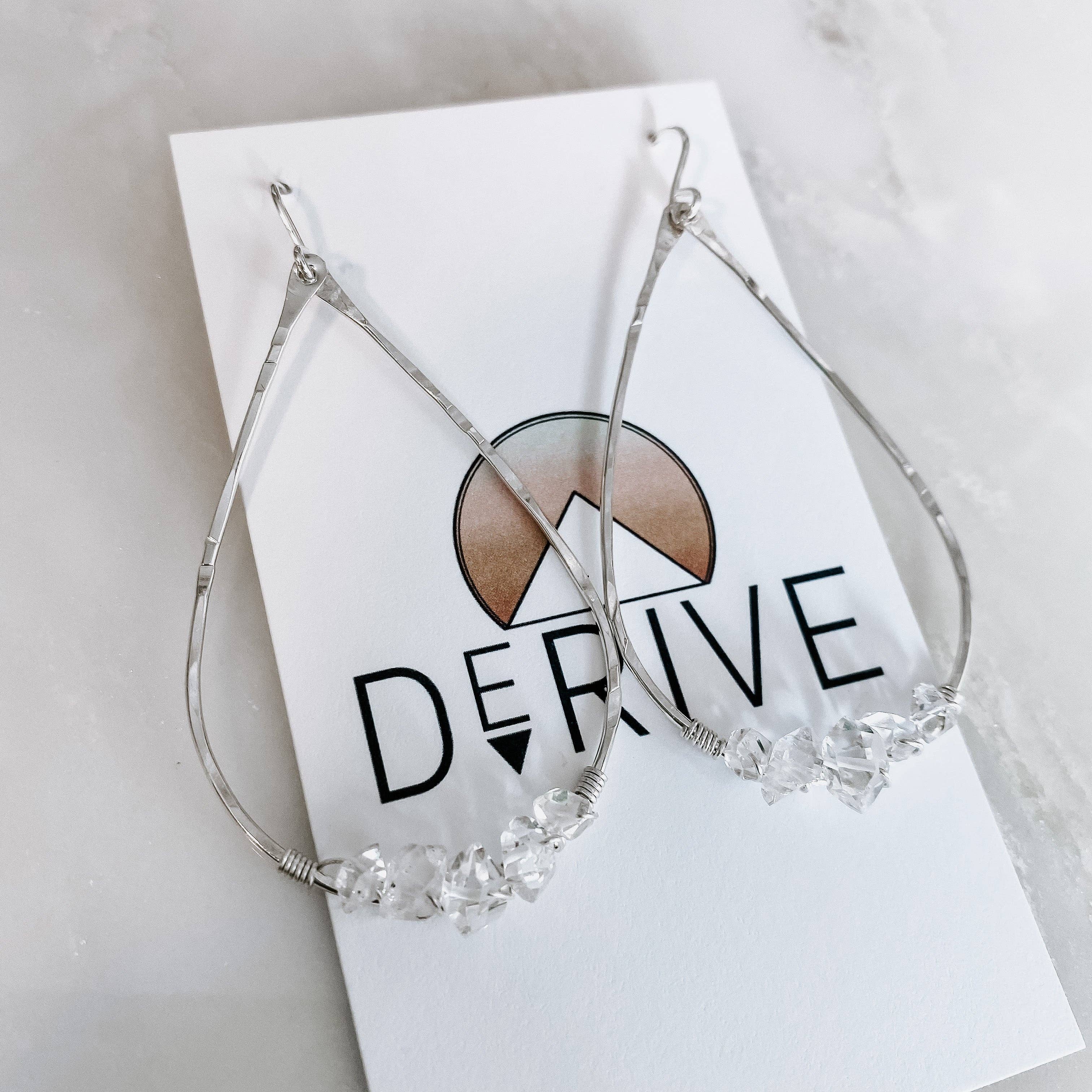Stylish Herkimer Diamond Teardrop Earrings hanging elegantly, ready to make your outfit shine brighter than your ex's excuses.