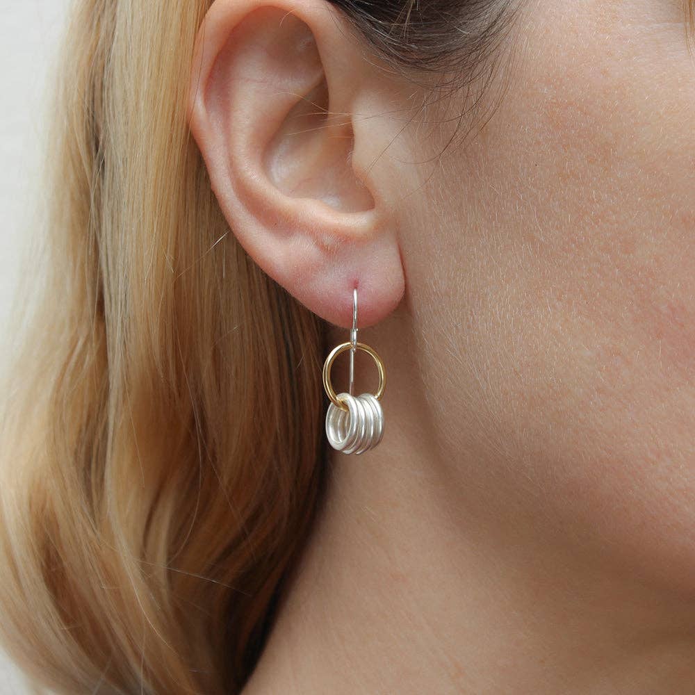 Thin Ring and Hoops Wire Earrings by Marjorie Baer, handcrafted jewelry made in California